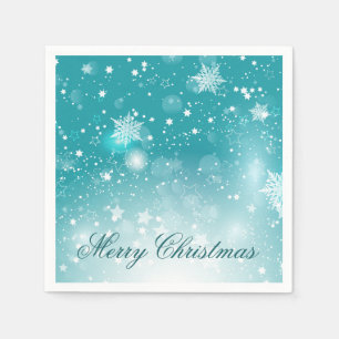 Serviette En Papier Fête de Noël des Snowflics turquoises   Serviette 