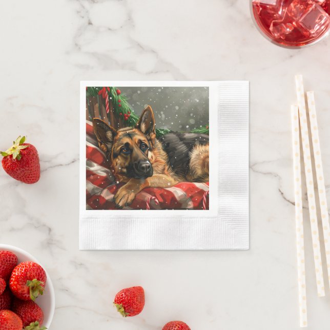 Serviette En Papier Fête de Noël du berger allemand Chien (En situation)