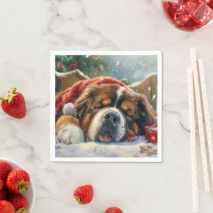 Serviette En Papier Fête de Noël du chien Mastiff Tibétain