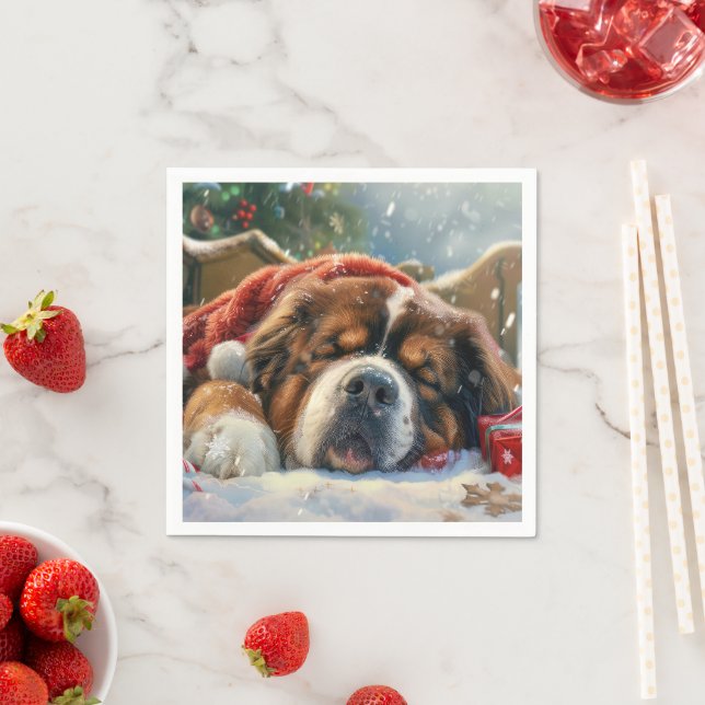 Serviette En Papier Fête de Noël du chien Mastiff Tibétain (En situation)