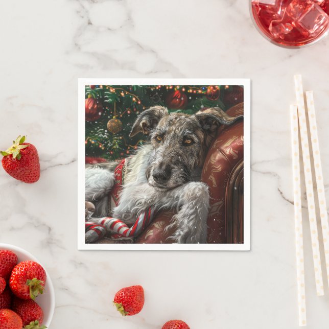 Serviette En Papier Fête de Noël du loup Hound Dog (En situation)