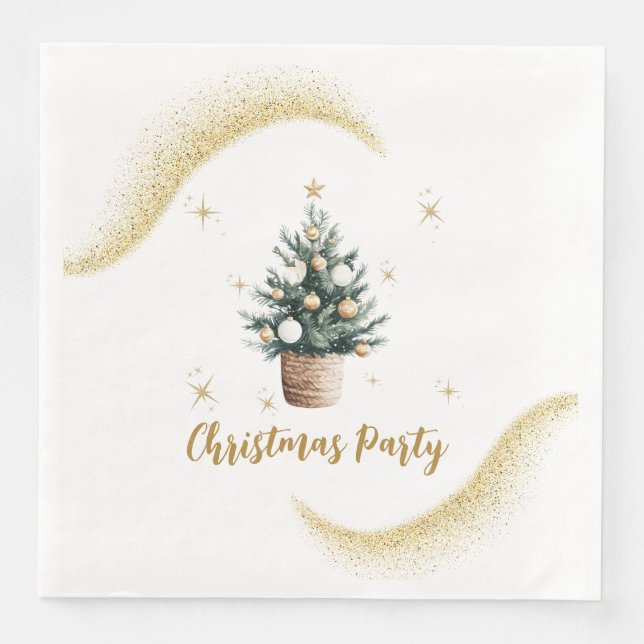 Serviette En Papier Fête de Noël Elegant Gold Dessert (Devant)
