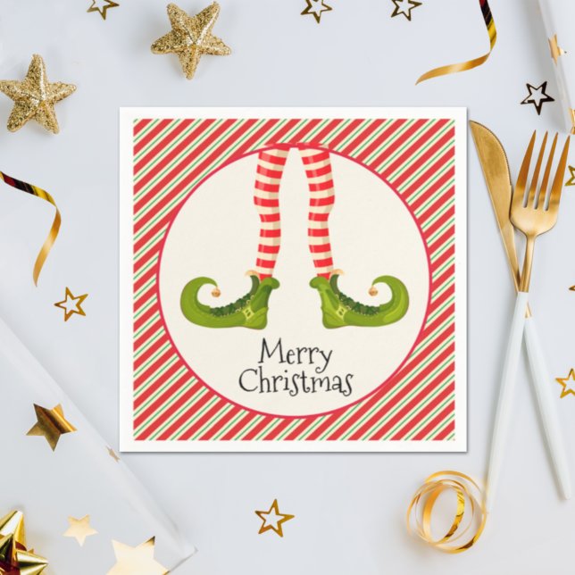 Serviette En Papier Fête de Noël Elf Legs (Elf Legs Christmas Holiday Party Napkins)