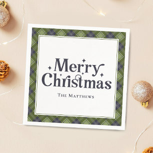 Serviette En Papier Fête de Noël en famille Classique Plaid Retro