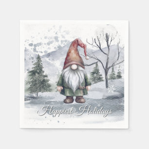 Serviette En Papier Fête de Noël Gnome Watercolor