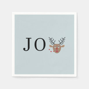 Serviette En Papier Fête de Noël Light Blue Reindeer Joy