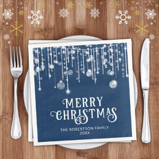 Serviette En Papier Fête de Noël Marine Blue String