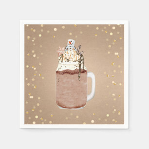 Serviette En Papier Fête de Noël Milkshake en pot Mason au chocolat