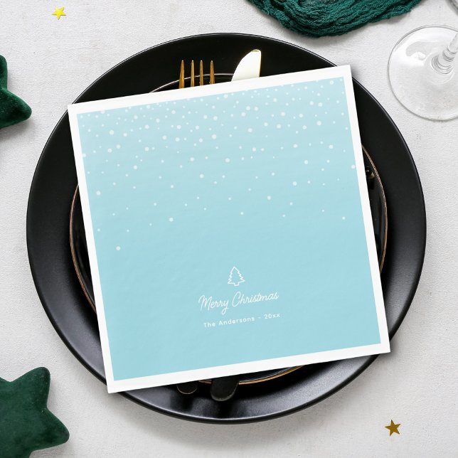 Serviette En Papier Fête de Noël Pâque Bleu Moelleux Minimal (Créateur téléchargé)