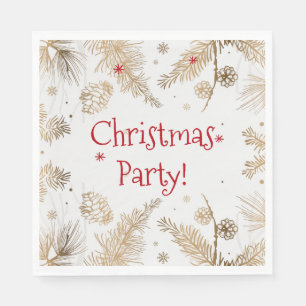 Serviette En Papier Fête de Noël, peigne de pin doré,