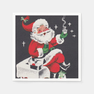 Serviette En Papier fête de Noël rétro vintage Père Noël