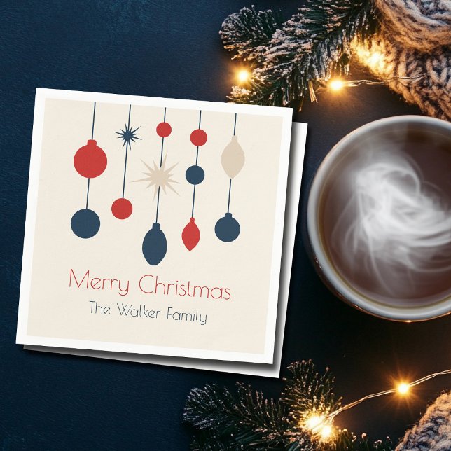 Serviette En Papier Fête de Noël Rouge Rétro (Créateur téléchargé)