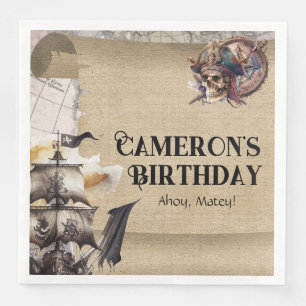 Serviette En Papier Fête de pirates carte au trésor vintage