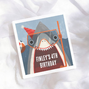 Serviette En Papier Fête de Piscine Anniversaire Été Requin