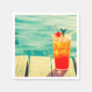 Serviette En Papier Fête de piscine d'été amusant dans le cocktail sol