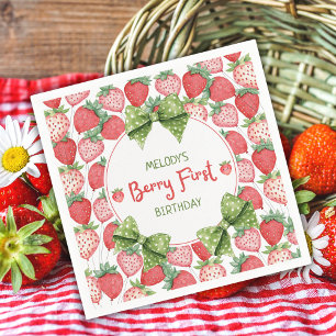 Serviette En Papier Fête de premier anniversaire de Berry aux fraises