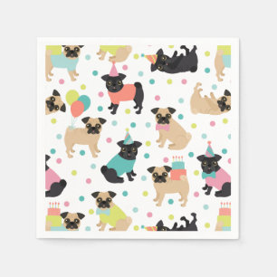 Serviette En Papier Fête de Pug Birthday