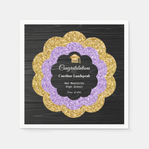 Serviette En Papier Fête de remise de diplômes avec paillettes violett