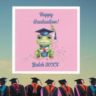 Serviette En Papier Fête de remise de diplômes drôle avec grenouille m