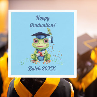 Serviette En Papier Fête de remise de diplômes drôle avec grenouille m