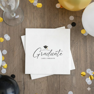 Serviette En Papier Fête de Remise de Diplômes Écriture Simple Moderne