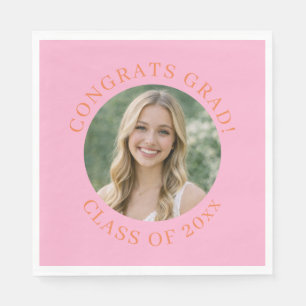 Serviette En Papier Fête de remise de diplômes personnalisée en rose a