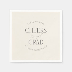 Serviette En Papier Fête de remise de diplômes personnalisée gris crèm
