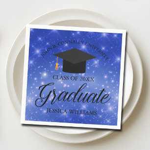 Serviette En Papier Fête de Remise des Diplômes Chic Bleu Étincelant P