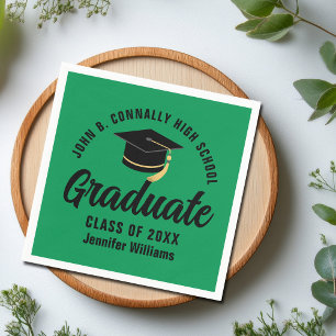 Serviette En Papier Fête de remise des diplômes personnalisée verte et