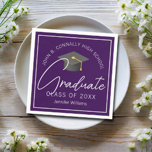 Serviette En Papier Fête de remise des diplômes personnalisée violet f