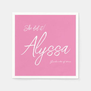 Serviette En Papier Fête de remise des diplômes rose clair élégante El