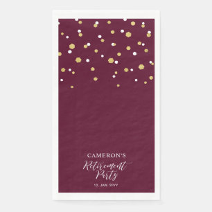 Serviette En Papier Fête de retraite confettis rouge bordeaux et or