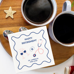 Serviette En Papier Fête de retraite d'infirmière au stéthoscope bleu
