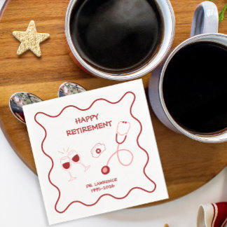 Serviette En Papier Fête de retraite d'infirmière au stéthoscope rouge