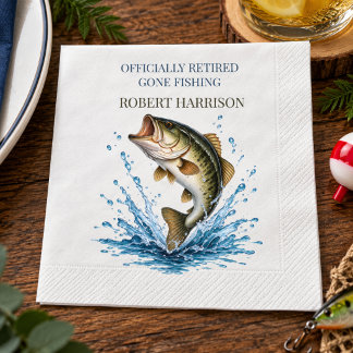 Serviette En Papier Fête de retraite drôle et humoristique de pêche