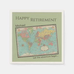 Serviette En Papier Fête de retraite personnalisée sur une carte vinta
