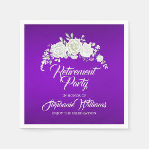 Serviette En Papier Fête de retraite pour femmes Rose blanche vintage