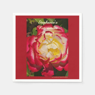 Serviette En Papier Fête de retraite Rose rouge et or Floral Macro 
