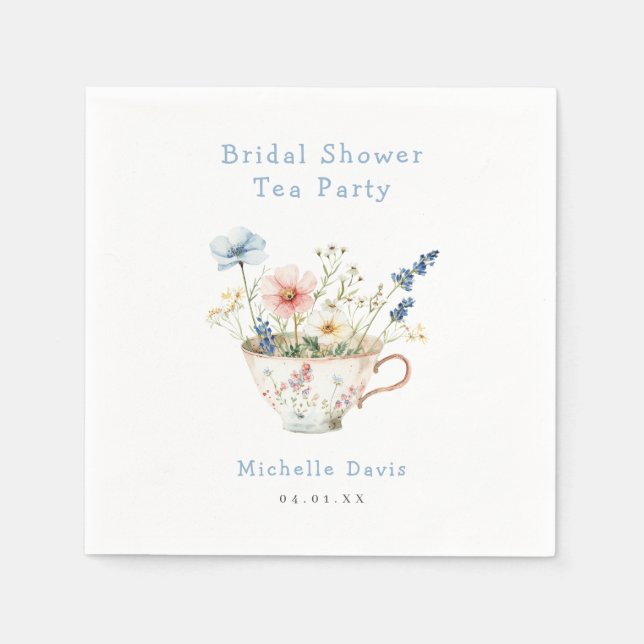 Serviette En Papier Fête de thé de mariage floral de printemps (Devant)