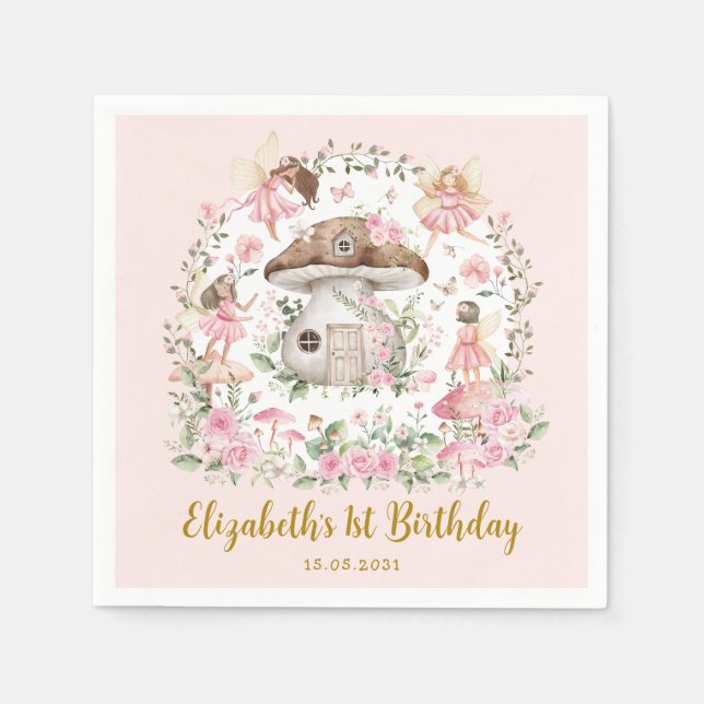 Serviette En Papier Fête de thé Fée Forêt Enchantée Filles Anniversair (Devant)