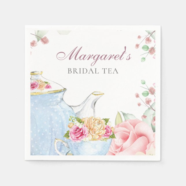 Serviette En Papier Fête de thé nuptiale personnalisée Floral (Devant)