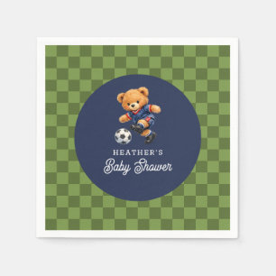 Serviette En Papier Fête d'enfant Ourson Football Damier