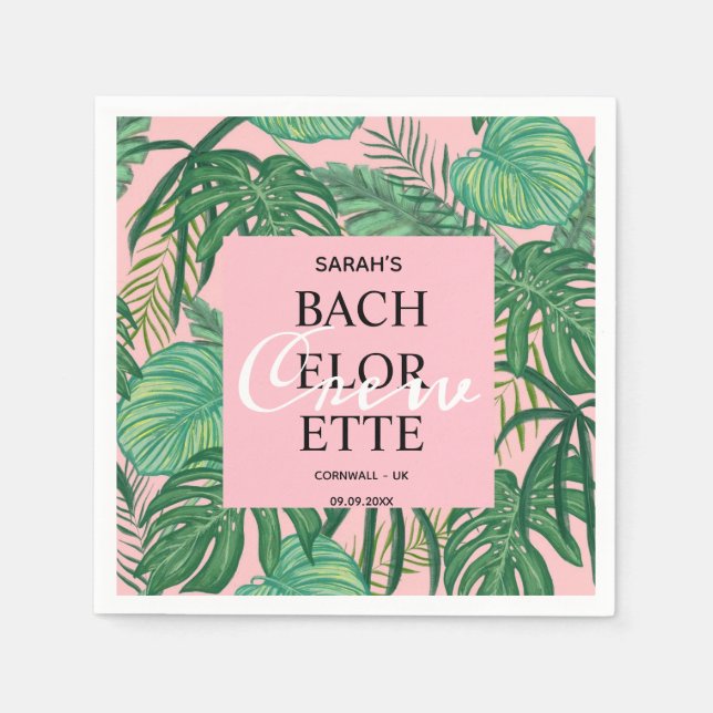 Serviette En Papier Fête d'équipage moderne Tropical Palm Pink (Devant)