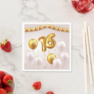 Serviette En Papier Fête des 16 ans Golden Glow Sweet