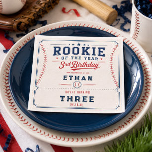 Serviette En Papier Fête des 3 ans de baseball Recrue de l'année