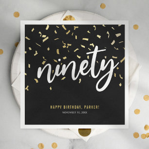 Serviette En Papier Fête des 90 ans Ninety Black Gold