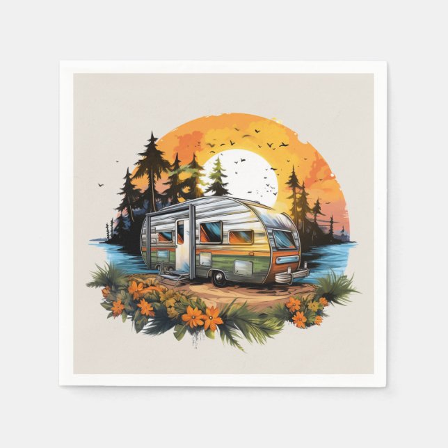Serviette En Papier Fête des amoureux du camping cool (Devant)