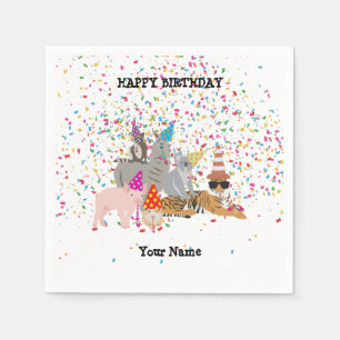 Serviette En Papier Fête des animaux - Animaux à la fête d'anniversair