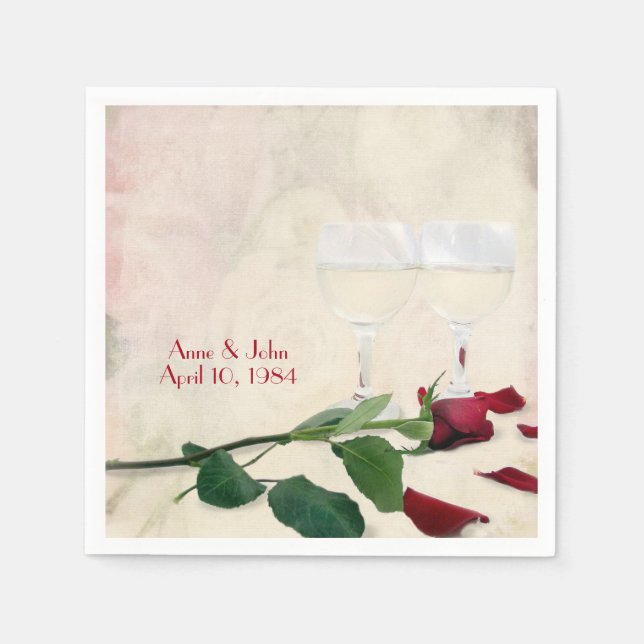 Serviette En Papier Fête des Anniversaires de la Rose Rouge et du Vin (Devant)