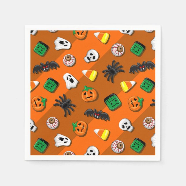 Serviette En Papier Fête des Candies Éffrayantes d'Halloween (Devant)